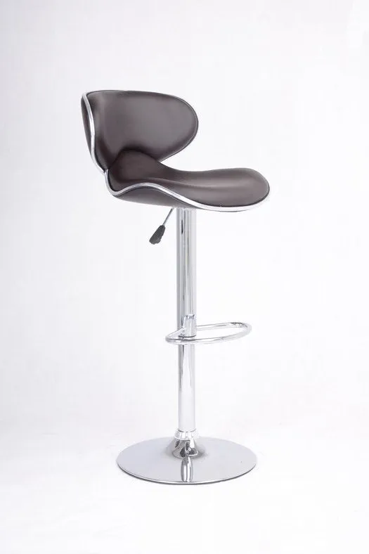 2 Adjustable Brown Leather Bar Stools- Model #7701