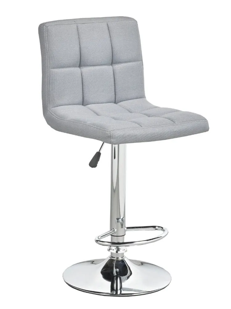 2 Adjustable Light Grey Fabric Bar Stools - Model #7601