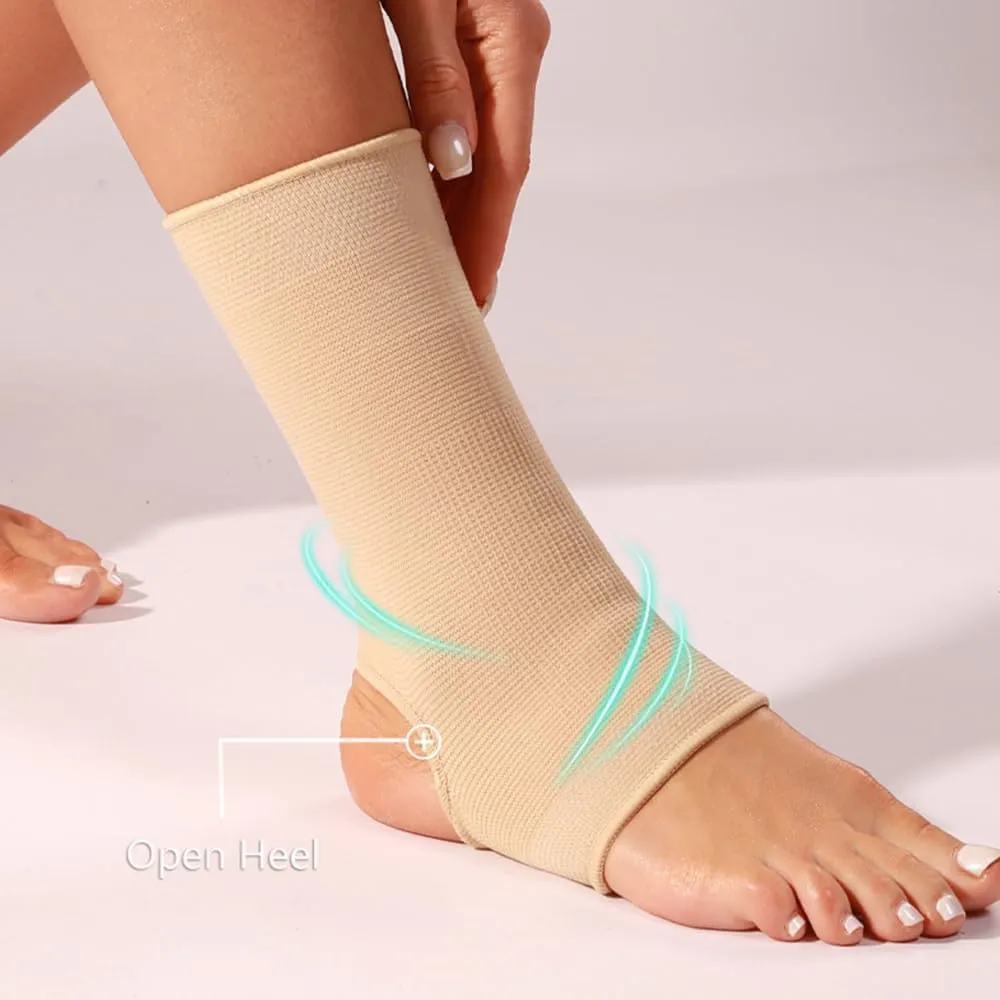 2 Pack Ankle Brace Compression Sleeve, Ankle Wrap & Ankle Support for Women & Men, Ankle Compression Sock for Sprain, Swelling, Plantar Fasciitis, Tobillera (L/XL Nude)