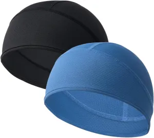 2 Pieces Skull Cap for Men Women Helmet Liner Cooling Hat Beanie Breathable Running Cycling Hat