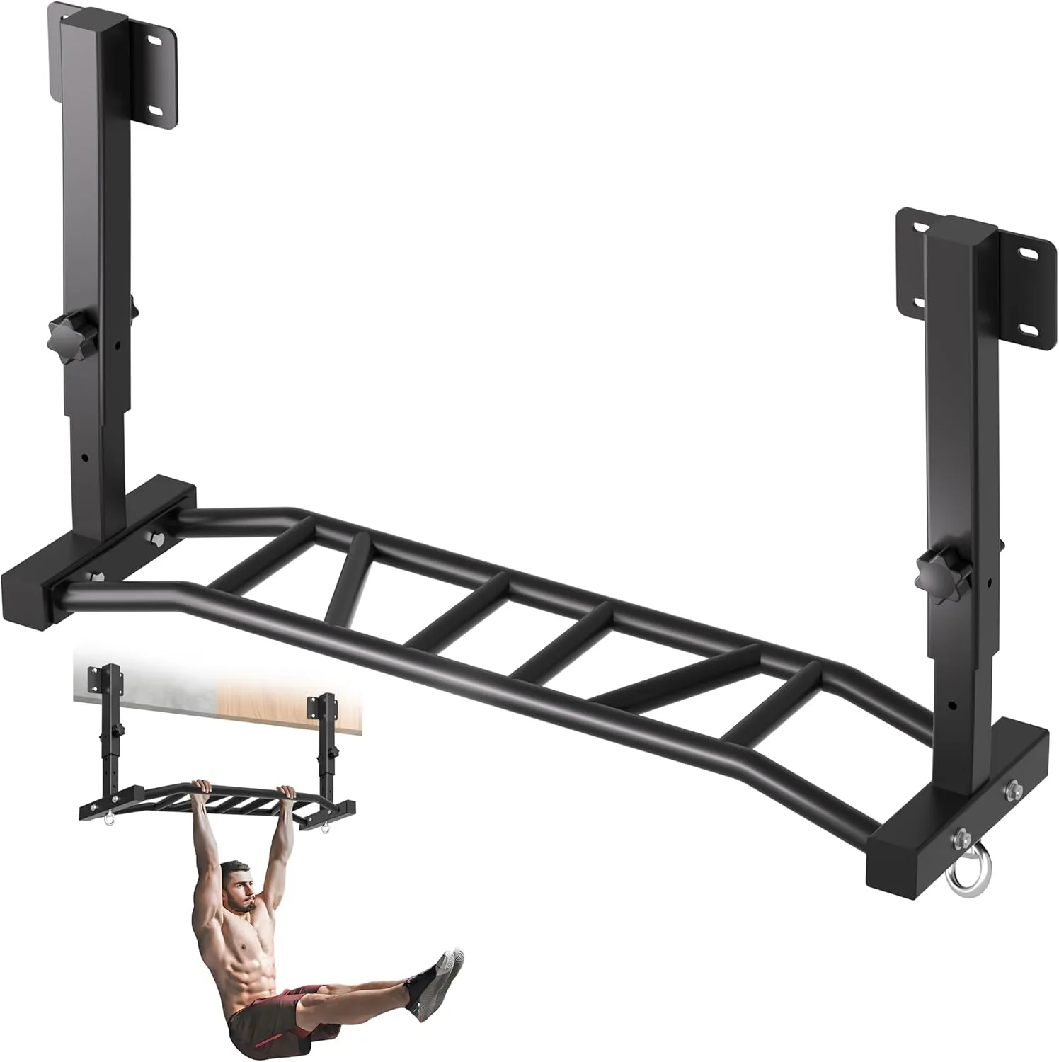 2025 Upgrade Pull Up Bar Joist Mounted 600 Lbs Adjustable Heavy Duty Chin Up Bar for Garage, Basement, Beam, Rafter Installation, Multi Grip Pullbar with 14 Grip Positions Versatile Workouts