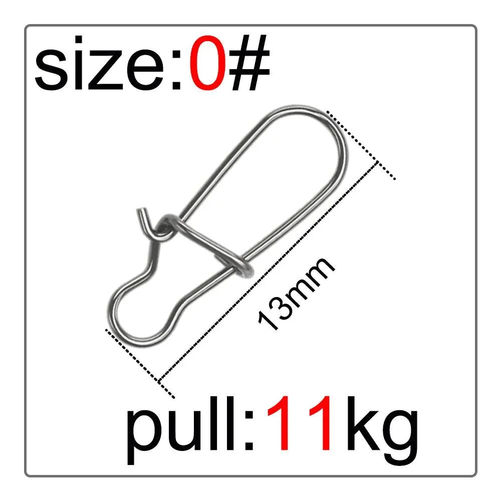 50 Pcs Fishing Swivel Connector Hooks Line Clip Lock Stainless Steel