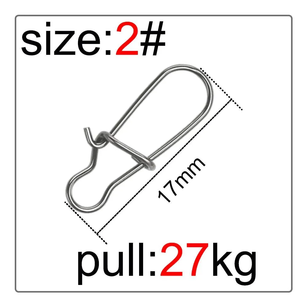 50 Pcs Fishing Swivel Connector Hooks Line Clip Lock Stainless Steel