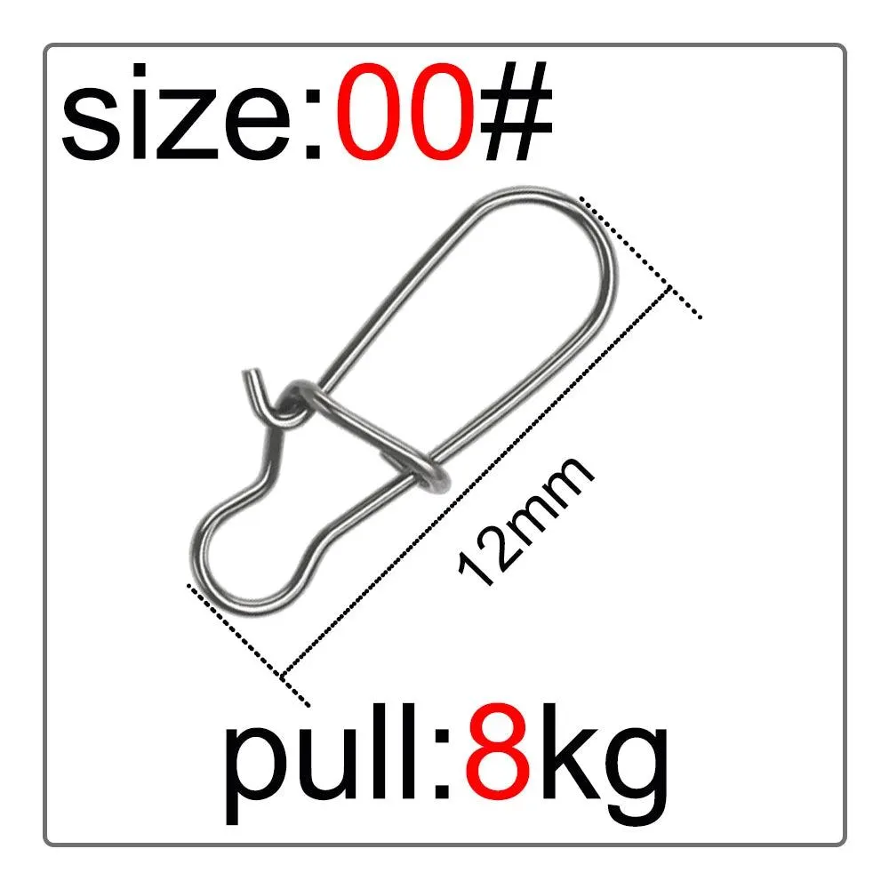 50 Pcs Fishing Swivel Connector Hooks Line Clip Lock Stainless Steel