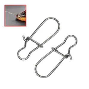 50 Pcs Fishing Swivel Connector Hooks Line Clip Lock Stainless Steel