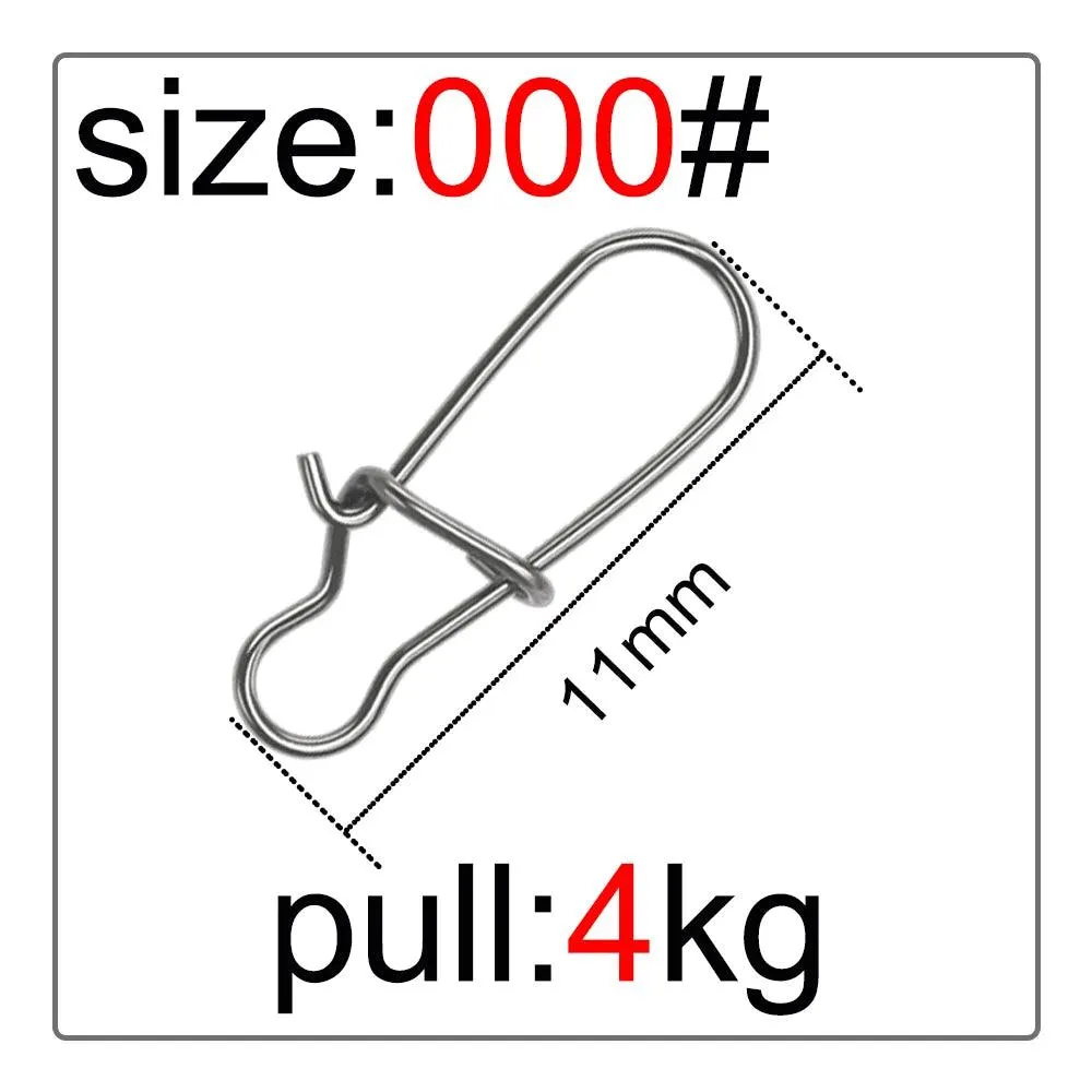 50 Pcs Fishing Swivel Connector Hooks Line Clip Lock Stainless Steel