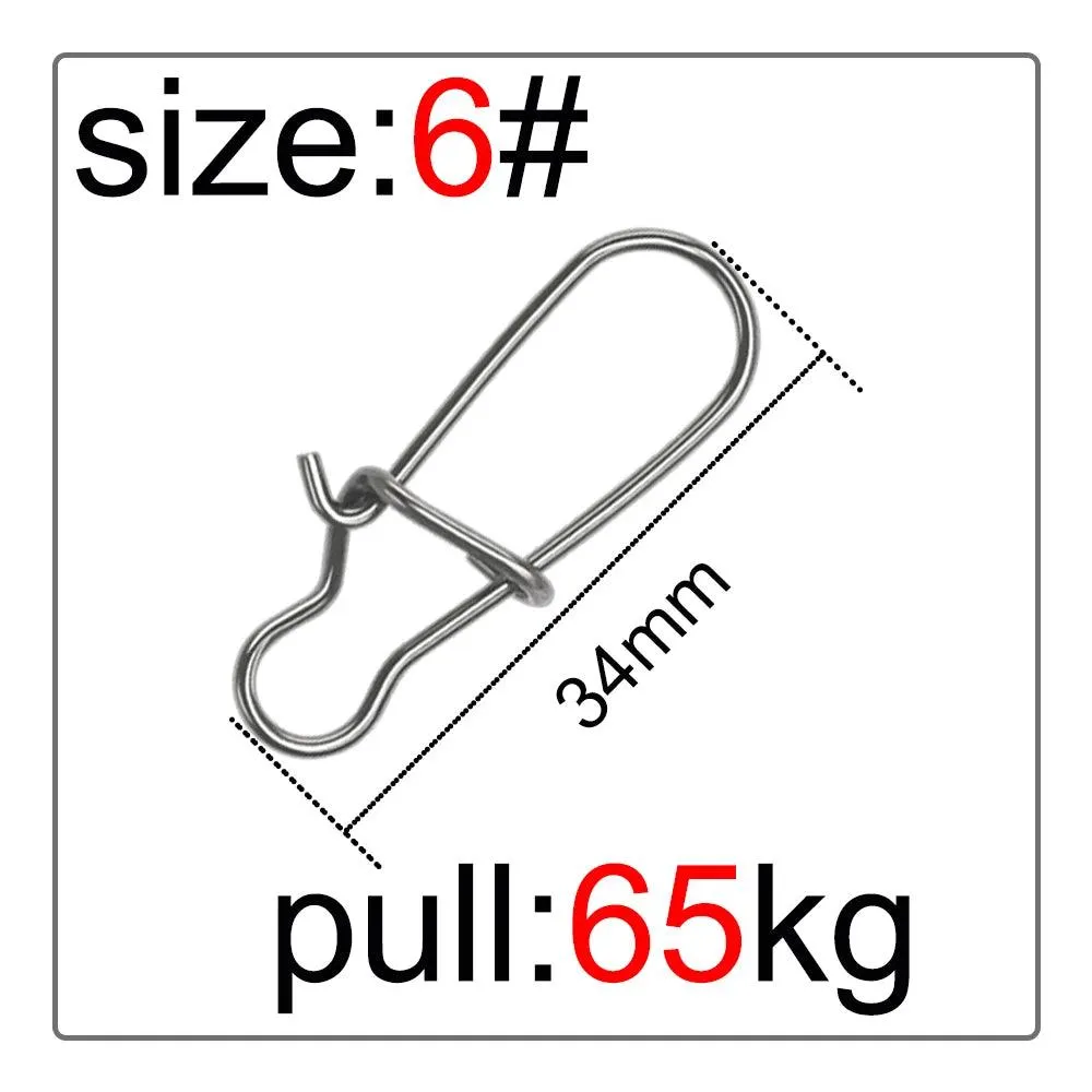 50 Pcs Fishing Swivel Connector Hooks Line Clip Lock Stainless Steel