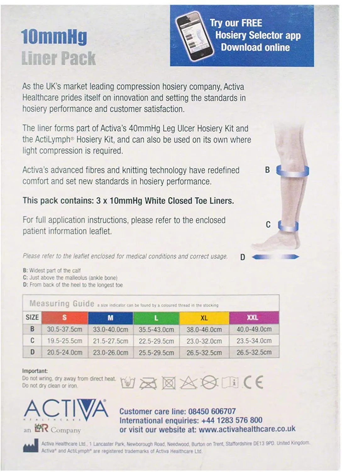 Activa Stocking Liner XL White Closed Toe 10mmHg x 3