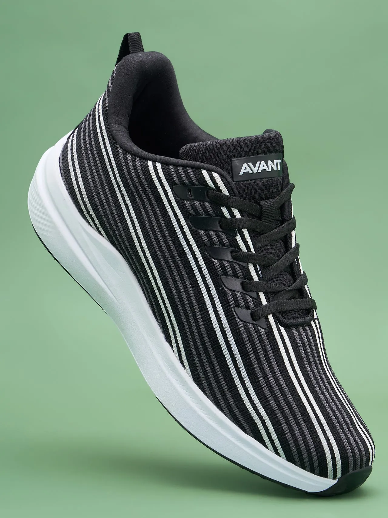 Avant Men's Bi-Strip Running Shoes - Black/White