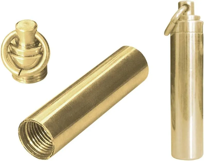 ayamaya Pill Case [2 Pack], Solid Brass Waterproof Pill Fob Holder with Key Ring Plus 3 Spare O-Ring Small Medicine Holder Container Box Portable EDC Tool for Keychain Outdoor Travel Survival