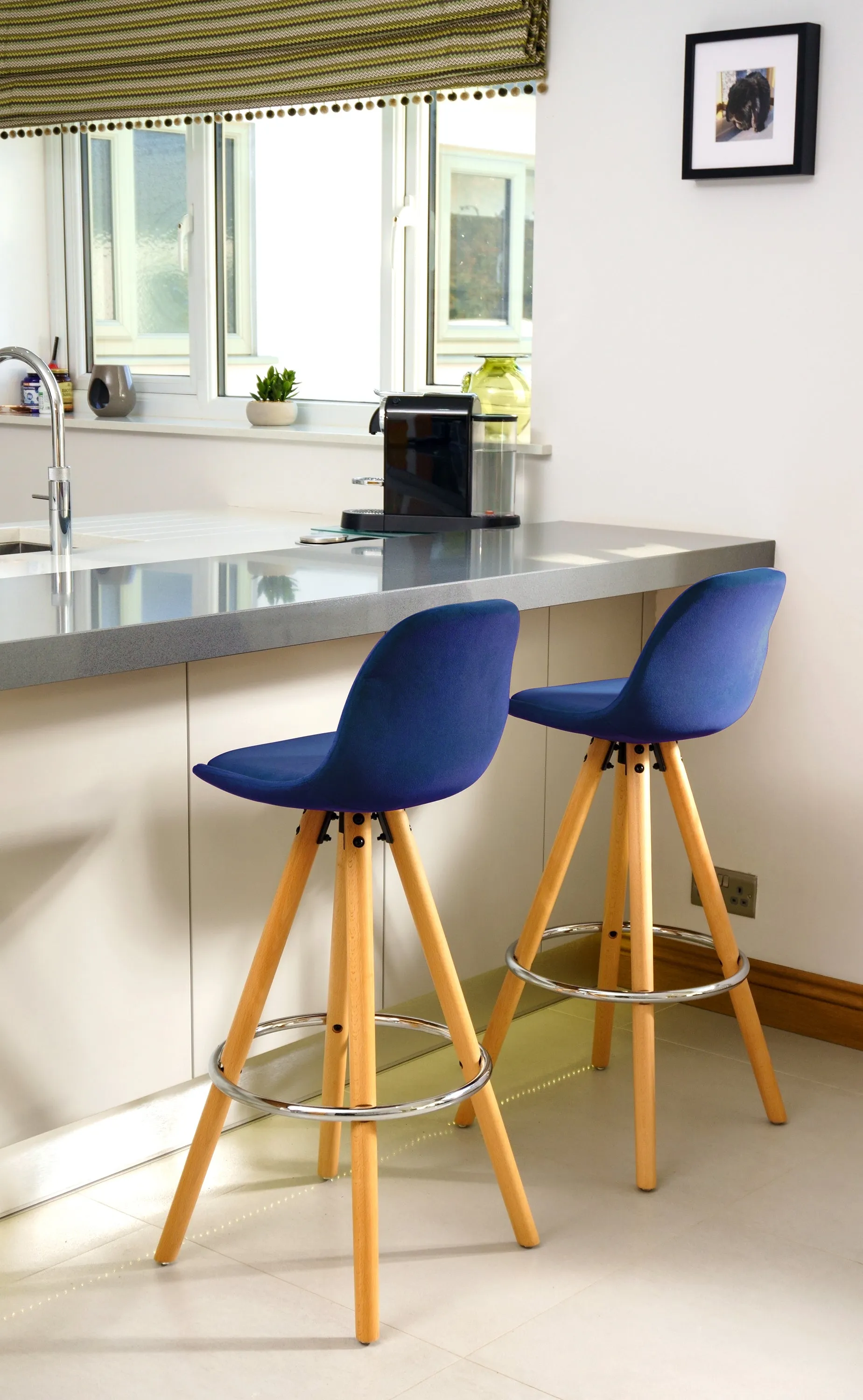 Barcelona Bar Stools - Set Of 2 - Navy Blue