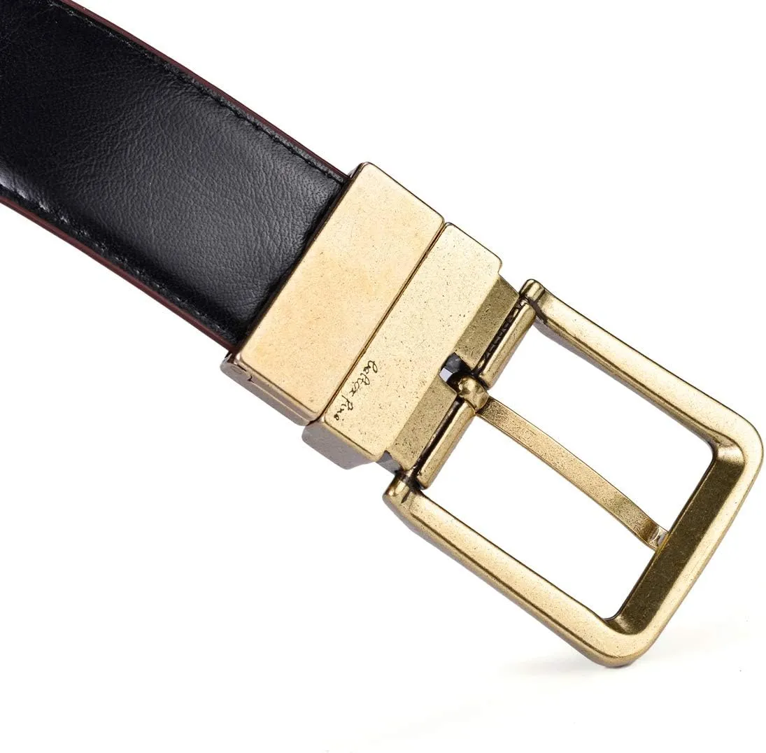 Beltox Mens Belts Reversible Leather 1.25 Wide 1 for 2 Rotate Buckle Gift Box