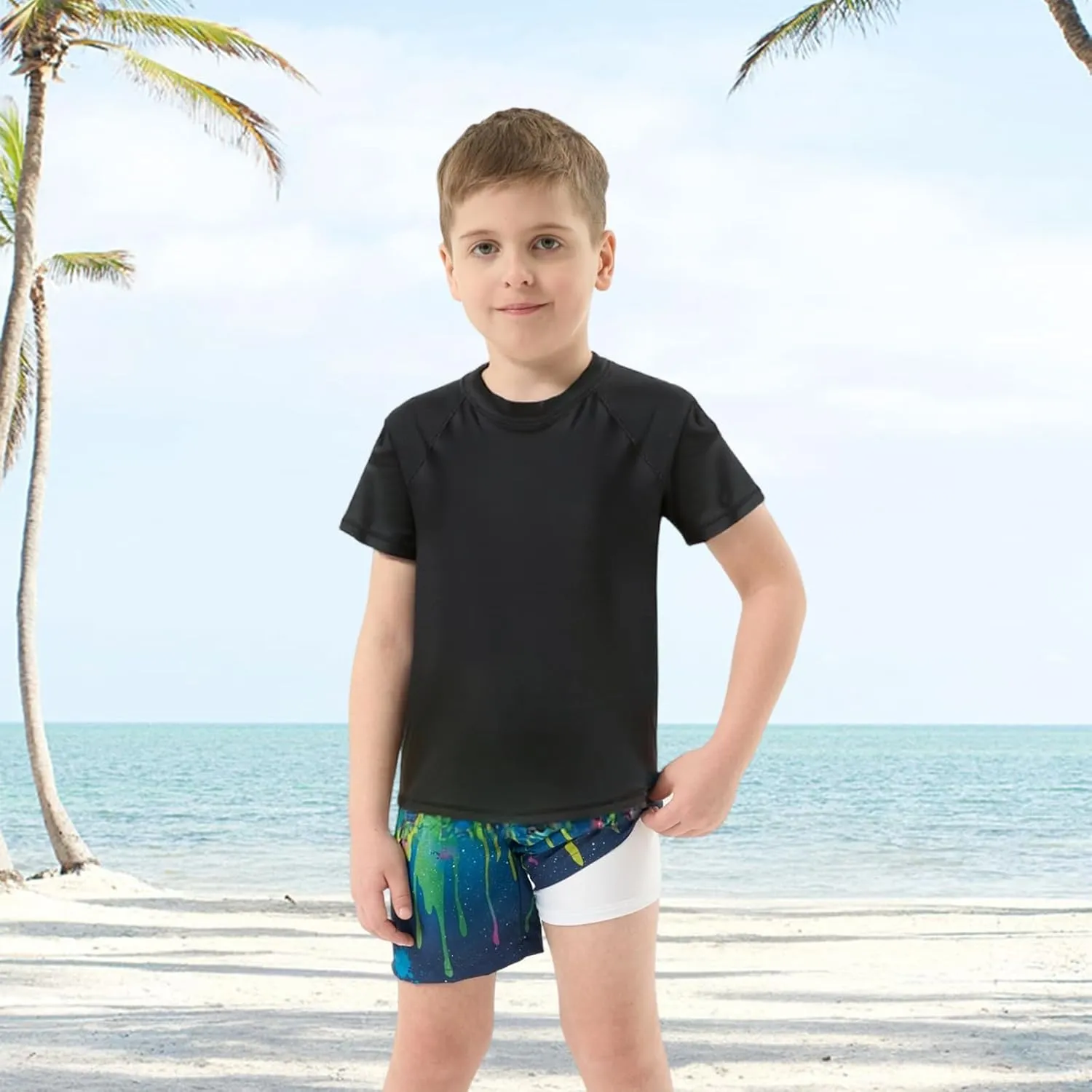 Boys Swim Trunks with Compression Liner for Kids Boys Quick Dry Board Shorts Beach Shorts Swimwear 3-16 Years