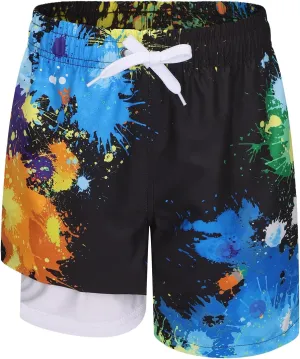 Boys Swim Trunks with Compression Liner for Kids Boys Quick Dry Board Shorts Beach Shorts Swimwear 3-16 Years
