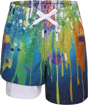 Boys Swim Trunks with Compression Liner for Kids Boys Quick Dry Board Shorts Beach Shorts Swimwear 3-16 Years