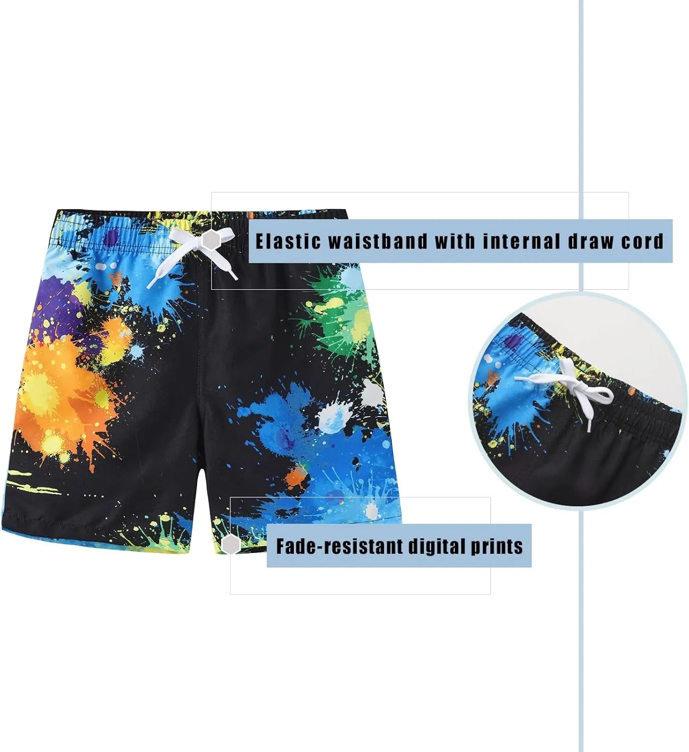 Boys Swim Trunks with Compression Liner for Kids Boys Quick Dry Board Shorts Beach Shorts Swimwear 3-16 Years