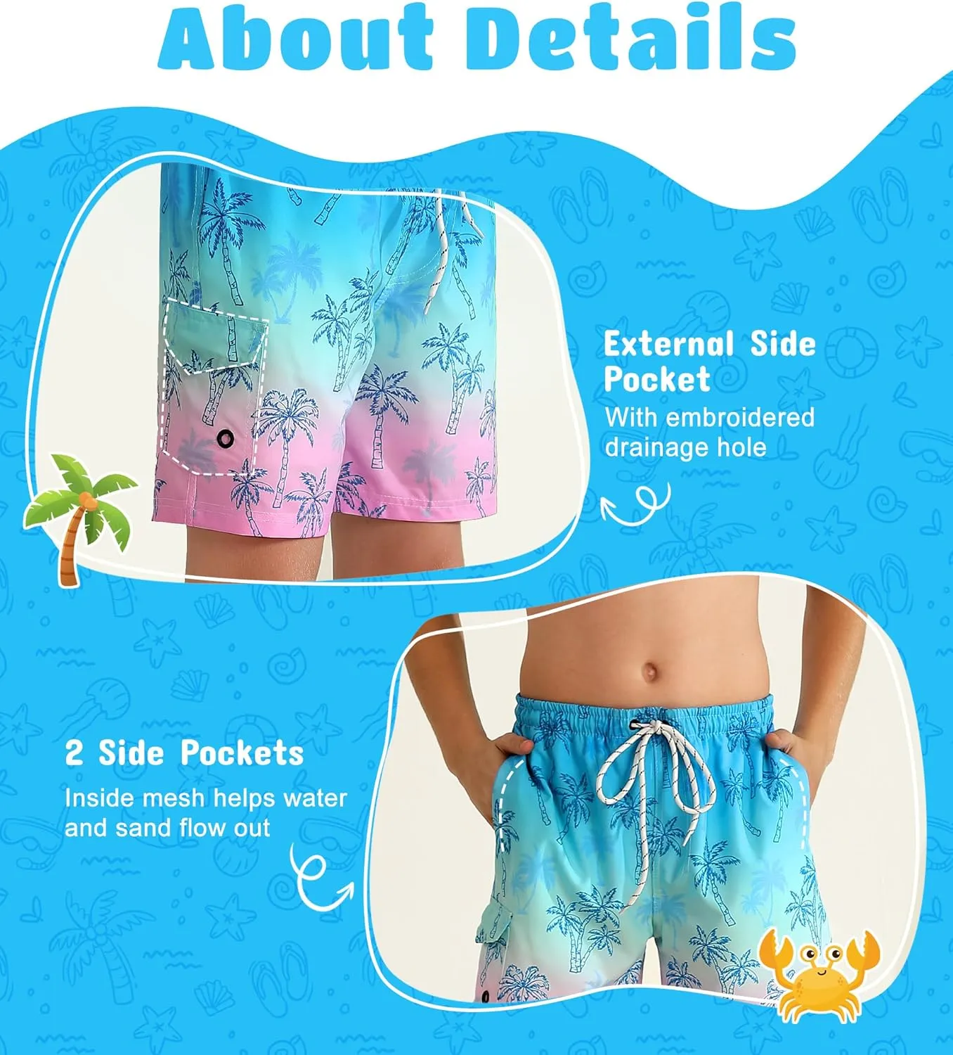 Boys Swim Trunks with Compression Liner Quick Dry Swim Shorts Summer Beach Shorts