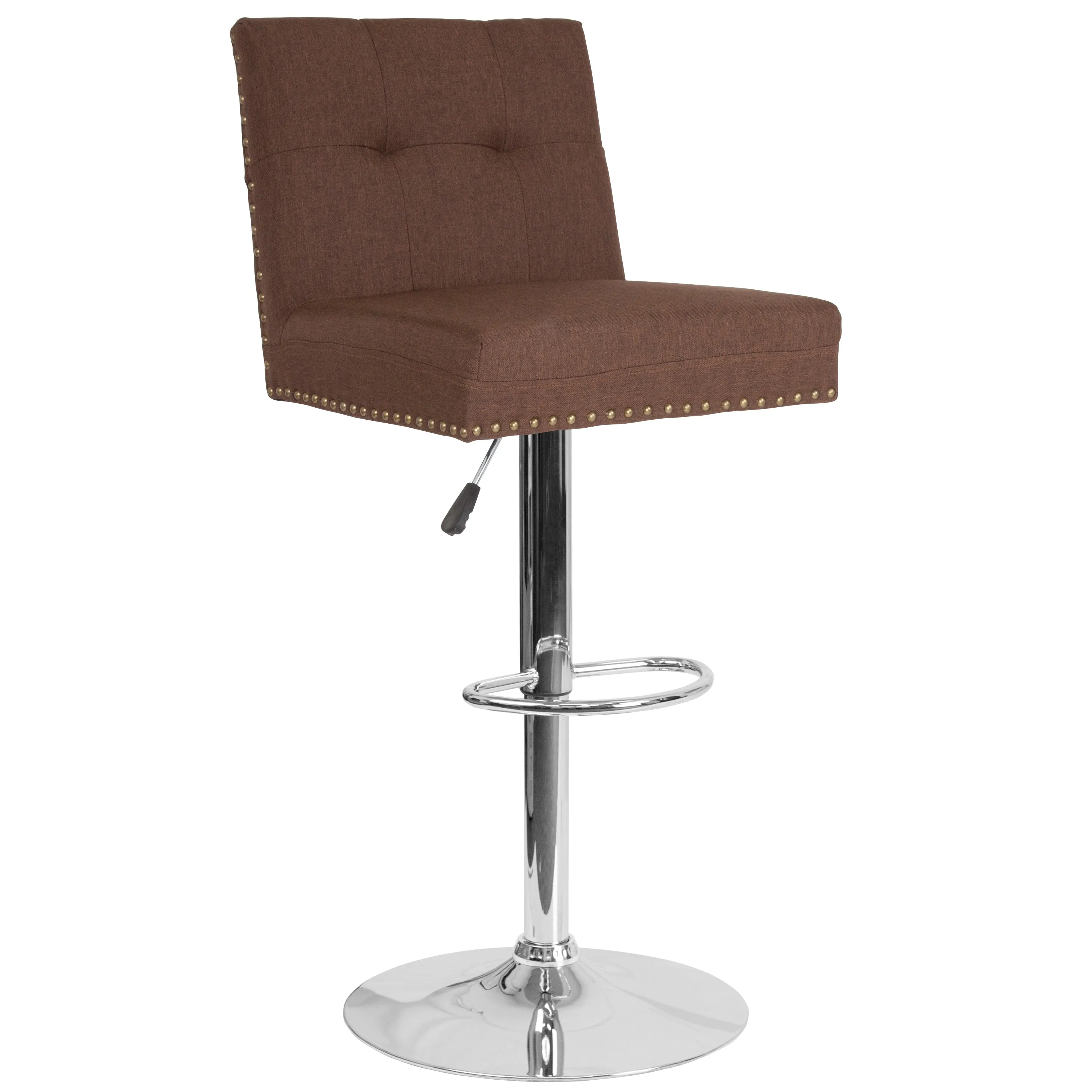 Brown Fabric Barstool DS-8411-BRN-F-GG