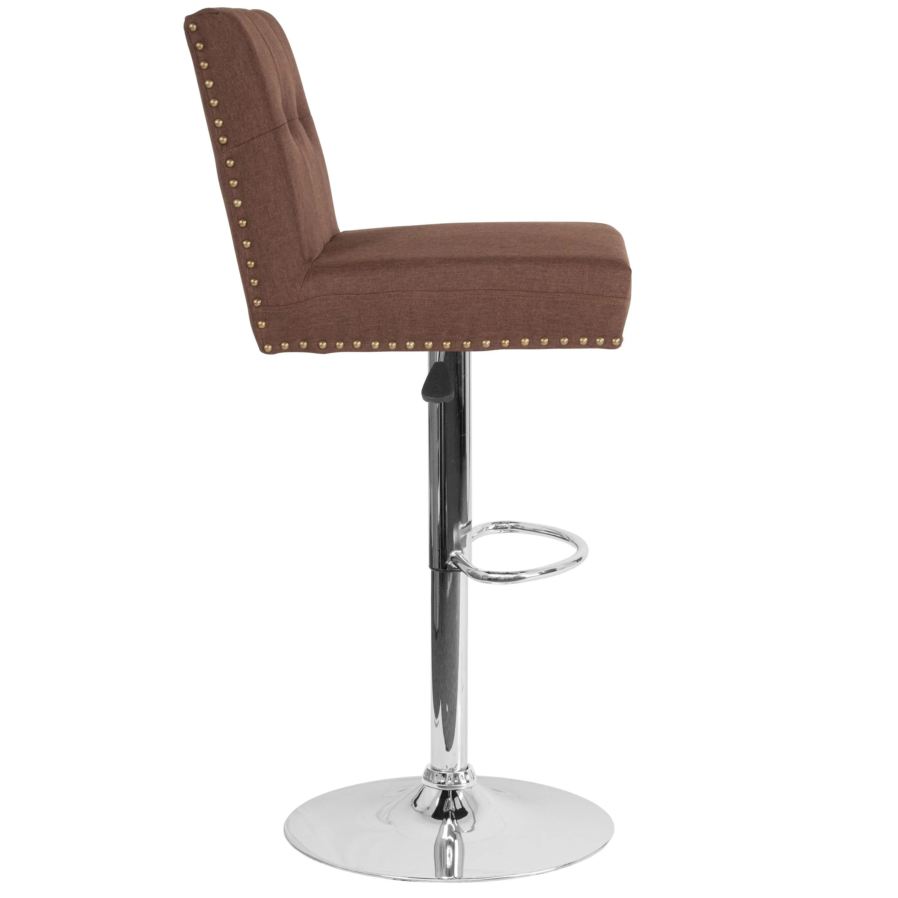 Brown Fabric Barstool DS-8411-BRN-F-GG