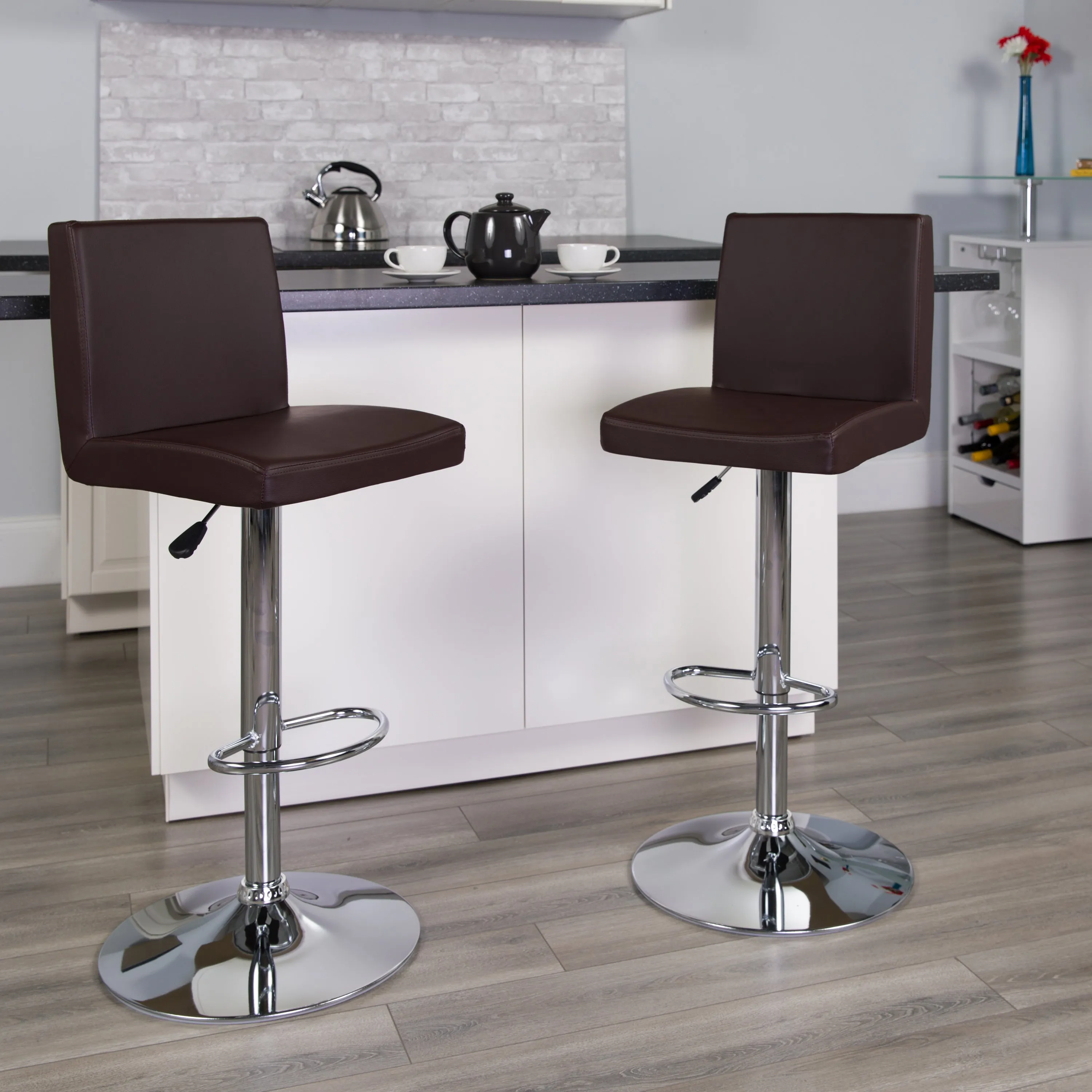 Brown Vinyl Barstool CH-92066-BRN-GG