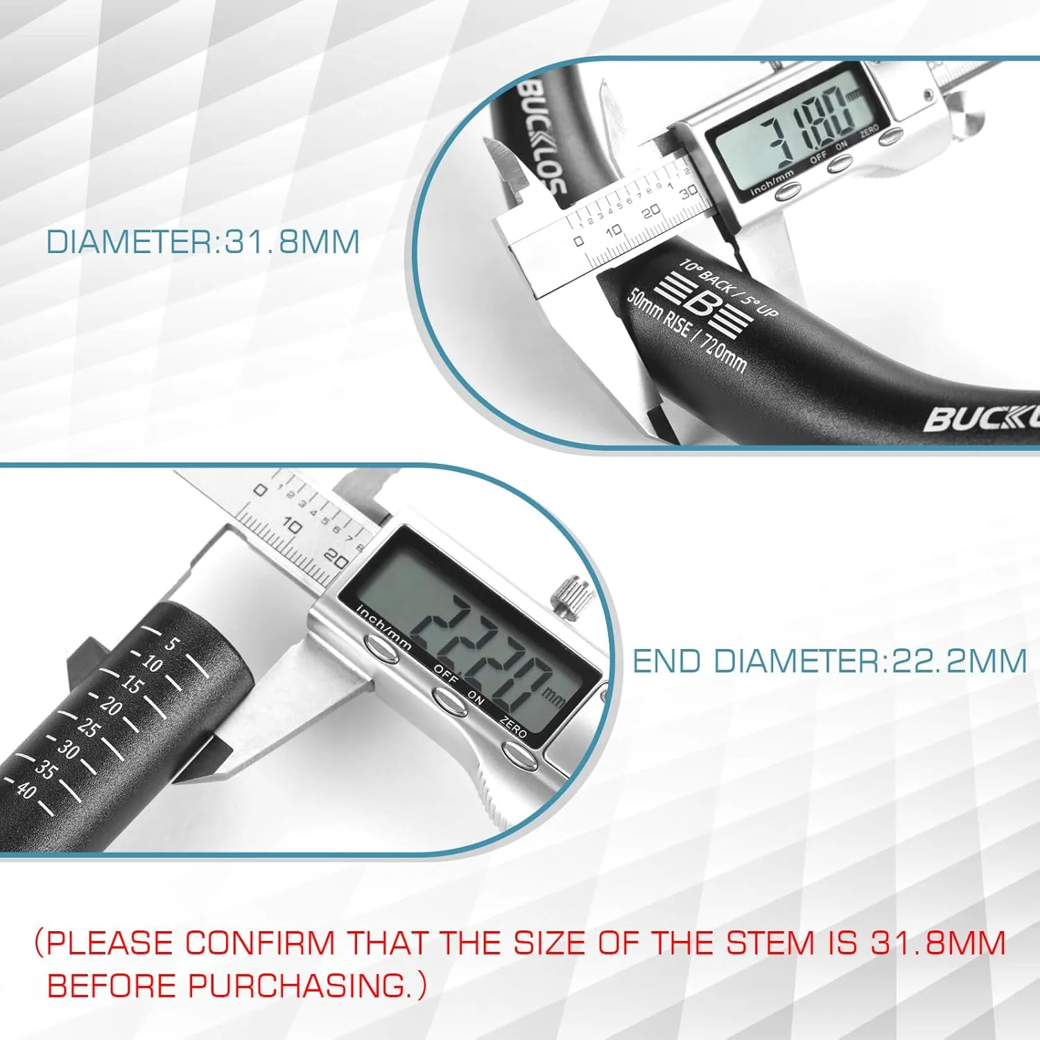 BUCKLOS Mountain Bike MTB Handlebars 25.4/31.8mm - 20/30/50/90/100/120/160mm Rise Aluminum Alloy Handlebar - 720/780mm Extra Long Bicycle Riser HandleBars for E-Bike Folding Bike Downhill Racing.