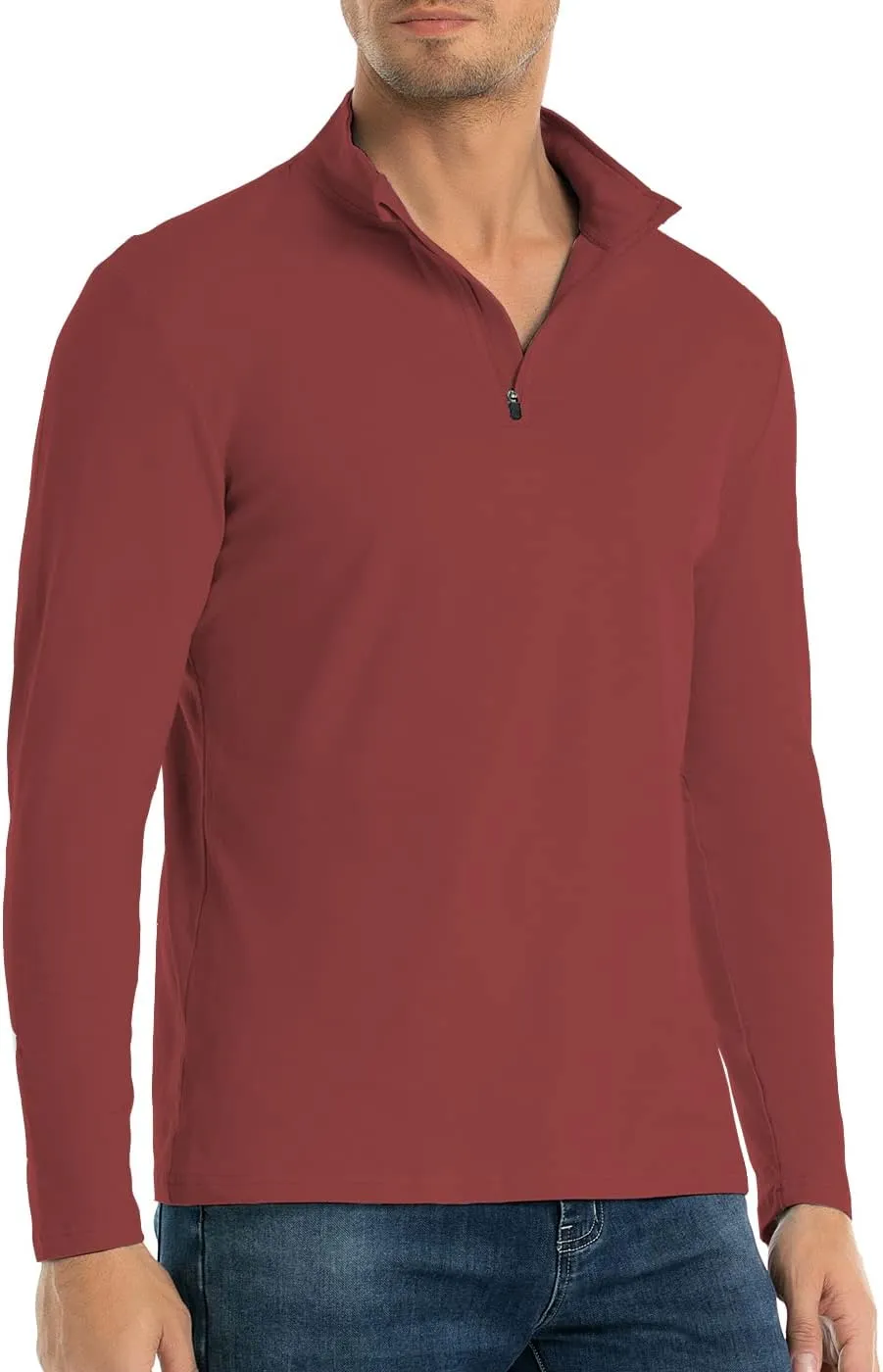 CARWORNIC Men's 1/4 Zip Pullover Long Sleeve Shirt Casual Slim Fit Stretch Cotton Mock Neck Work Golf Shirts