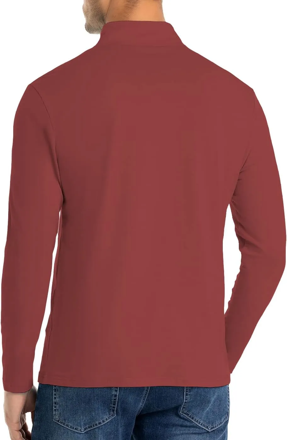 CARWORNIC Men's 1/4 Zip Pullover Long Sleeve Shirt Casual Slim Fit Stretch Cotton Mock Neck Work Golf Shirts
