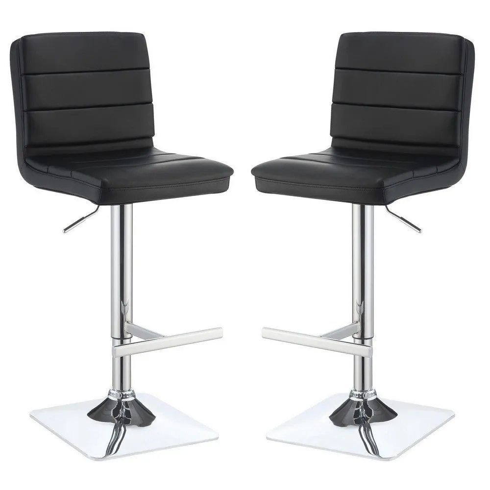 Casual Armless Adjustable Bar Height Stool, Black, Set of 2