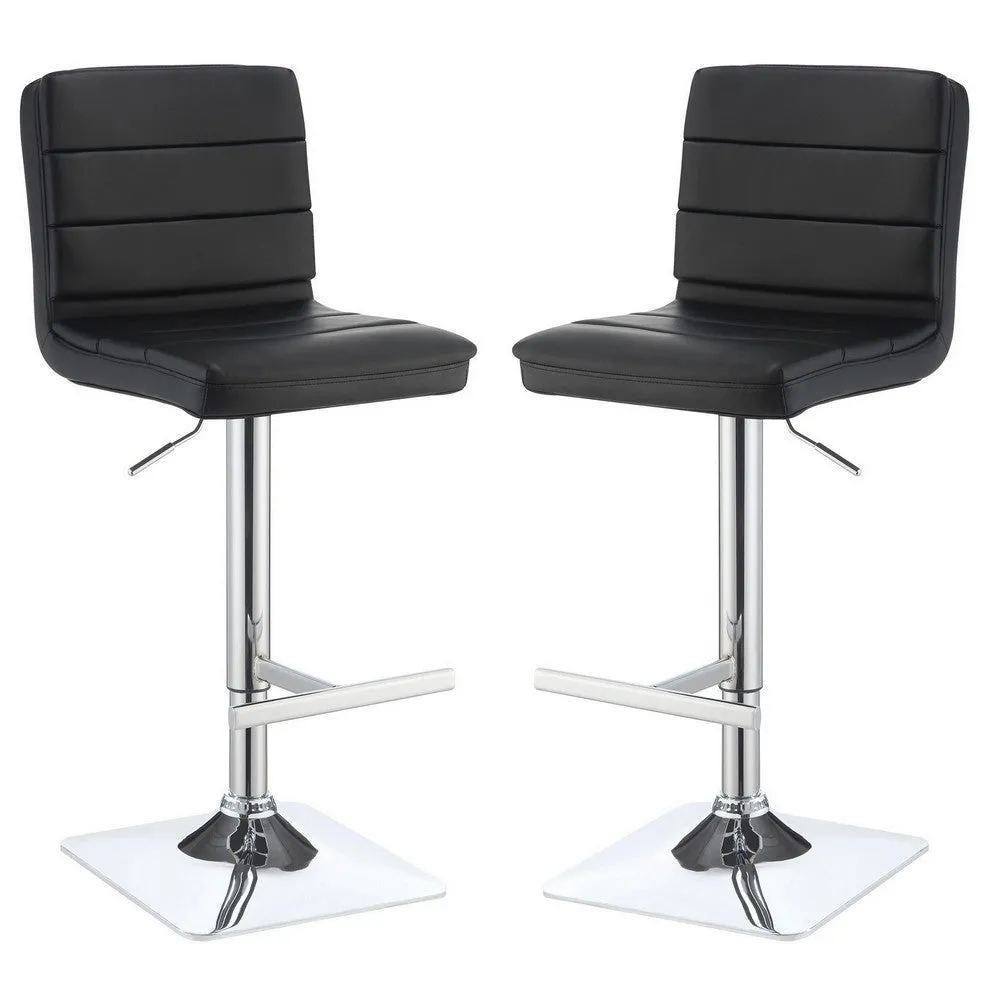 Casual Armless Adjustable Bar Height Stool, Black, Set of 2