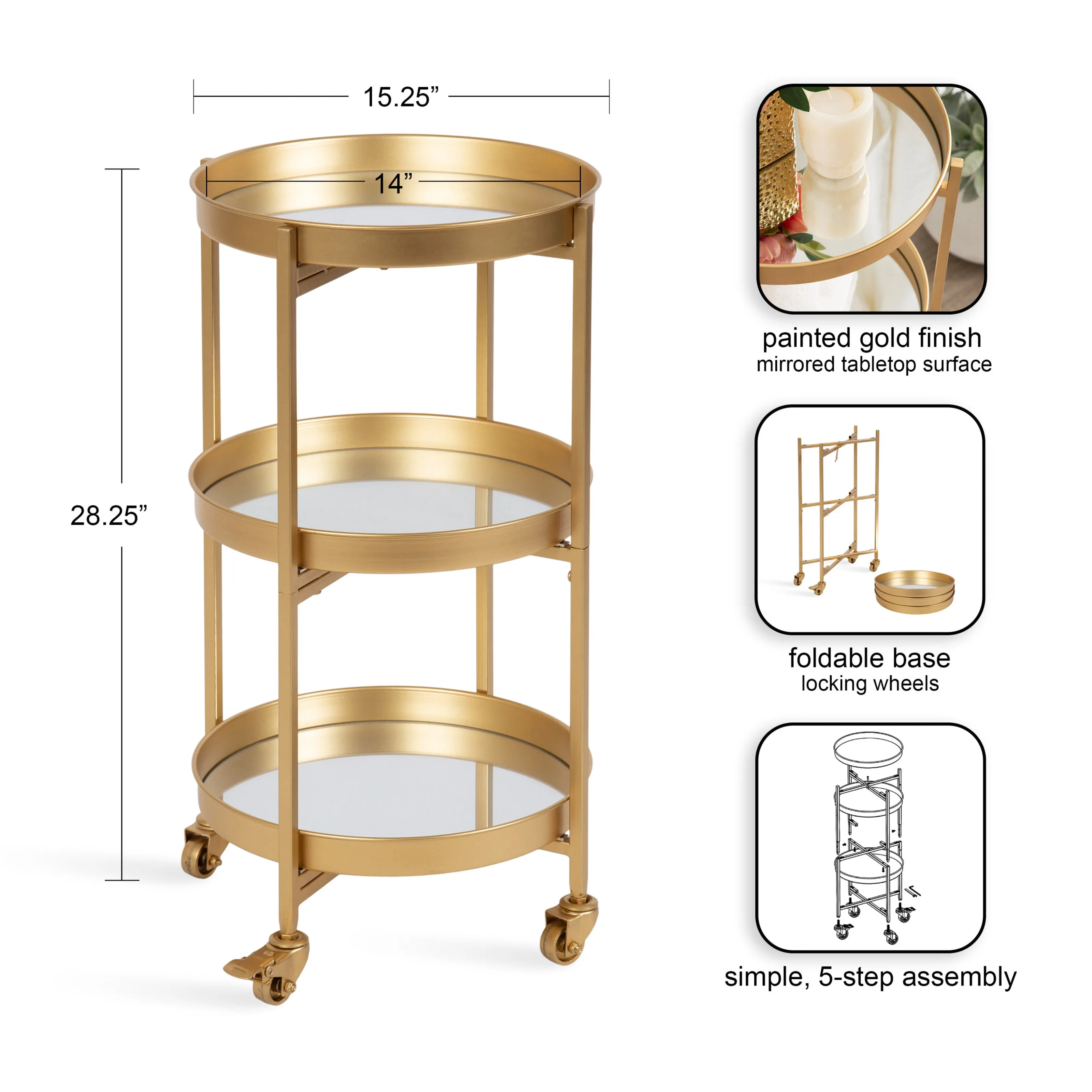 Celia Round Metal Bar Cart