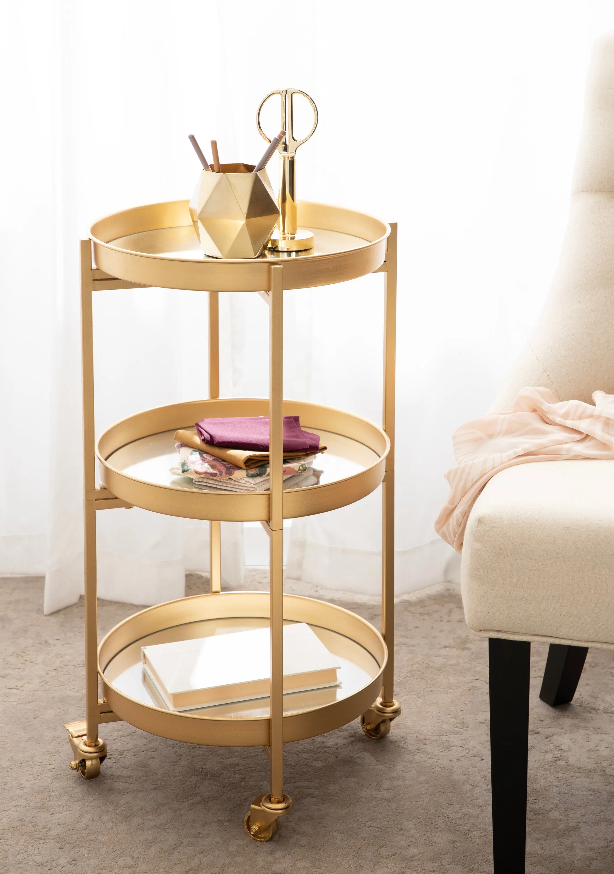 Celia Round Metal Bar Cart
