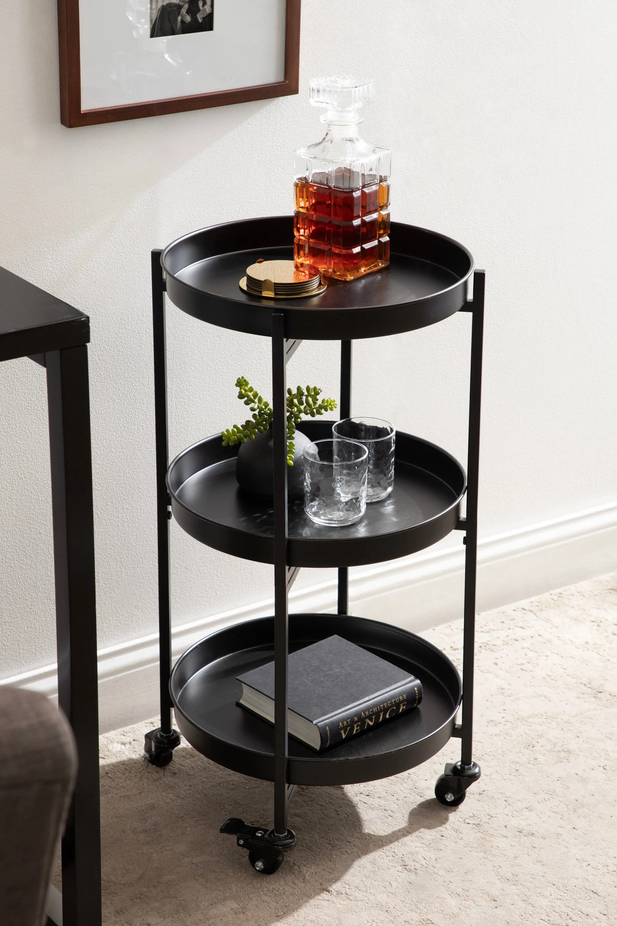 Celia Round Metal Bar Cart