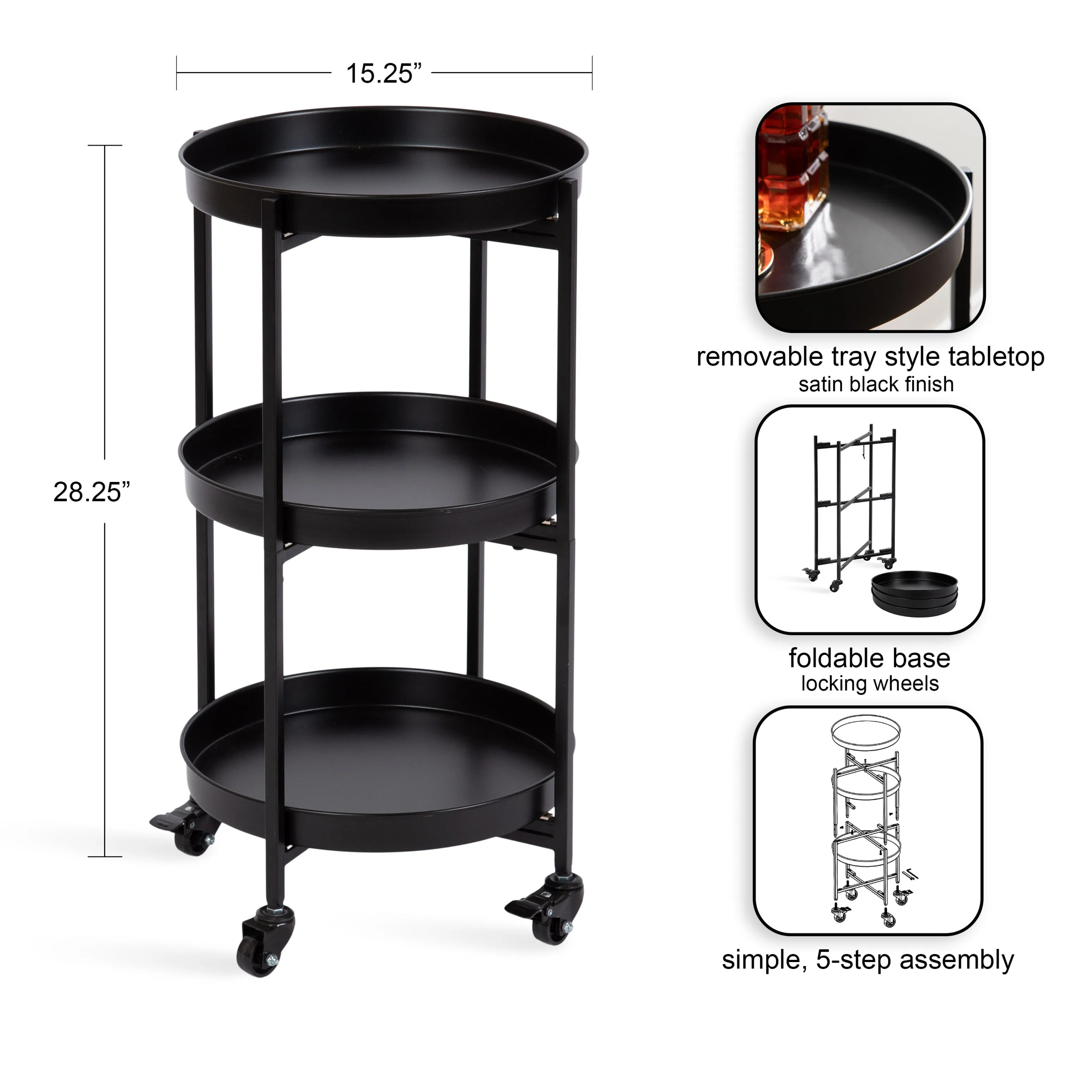 Celia Round Metal Bar Cart