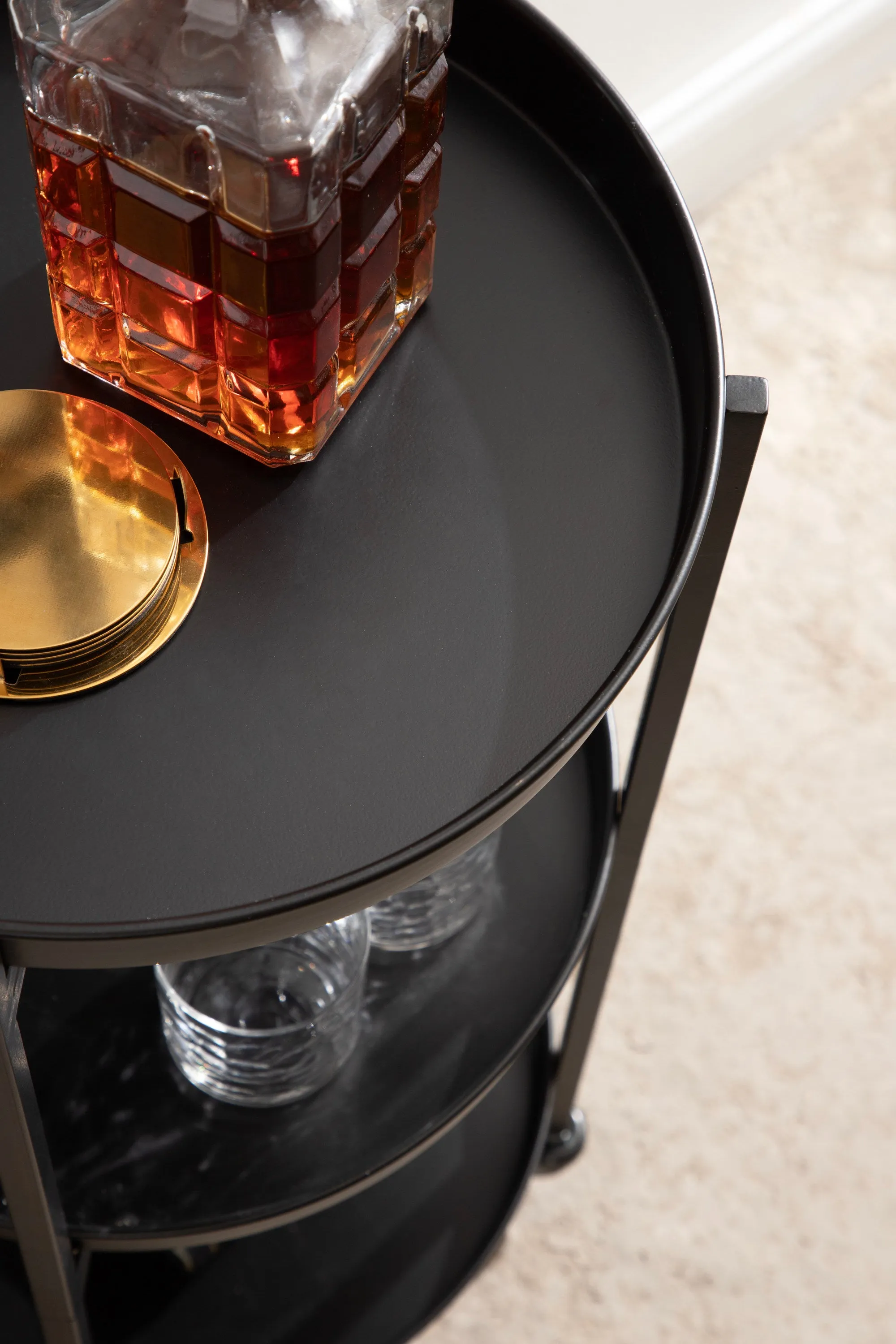 Celia Round Metal Bar Cart