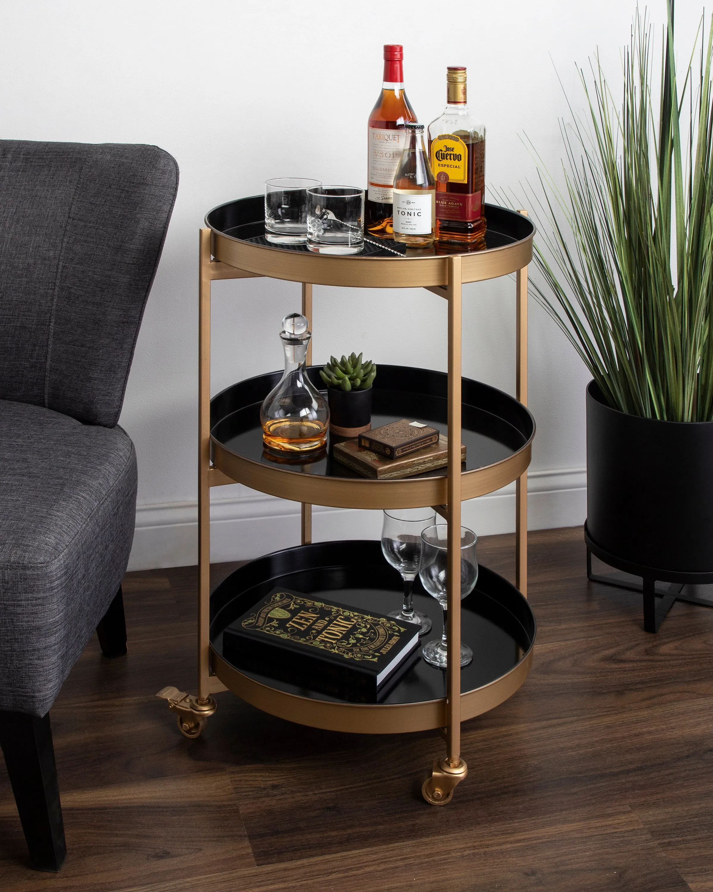 Celia Round Metal Bar Cart