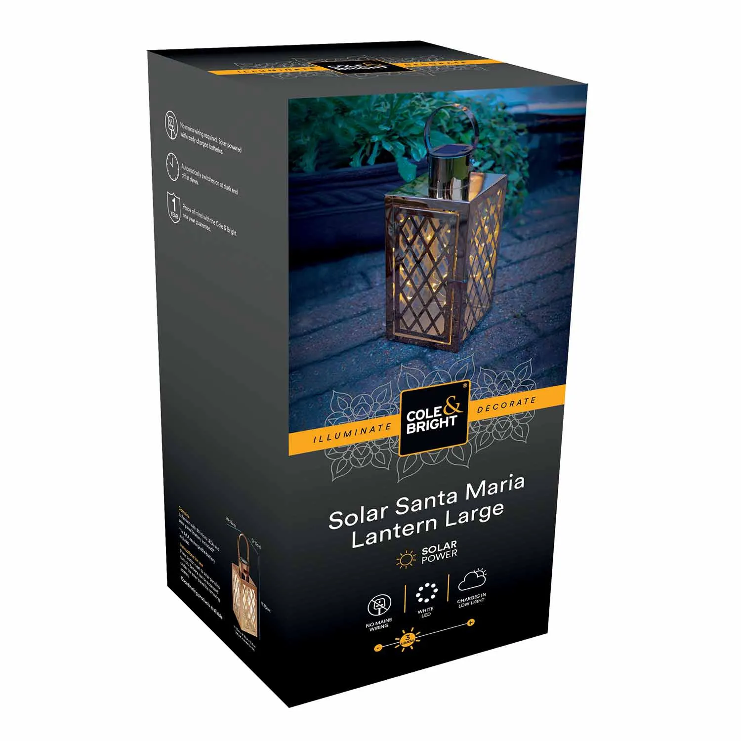 Cole & Bright Santa Maria Solar Lantern - Large