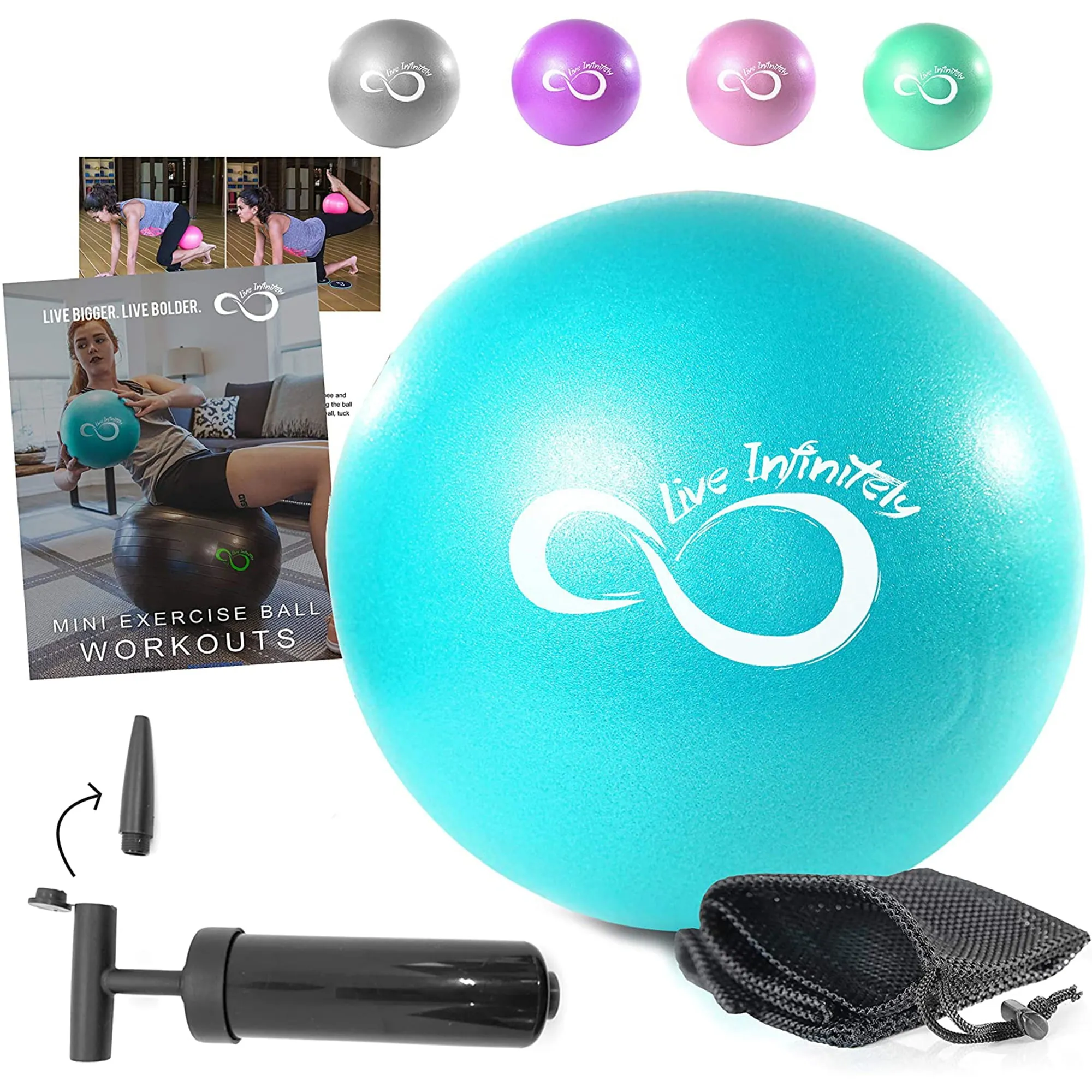 Exercise Ball Workout Equipment for Yoga and Pilates with Mesh Bag