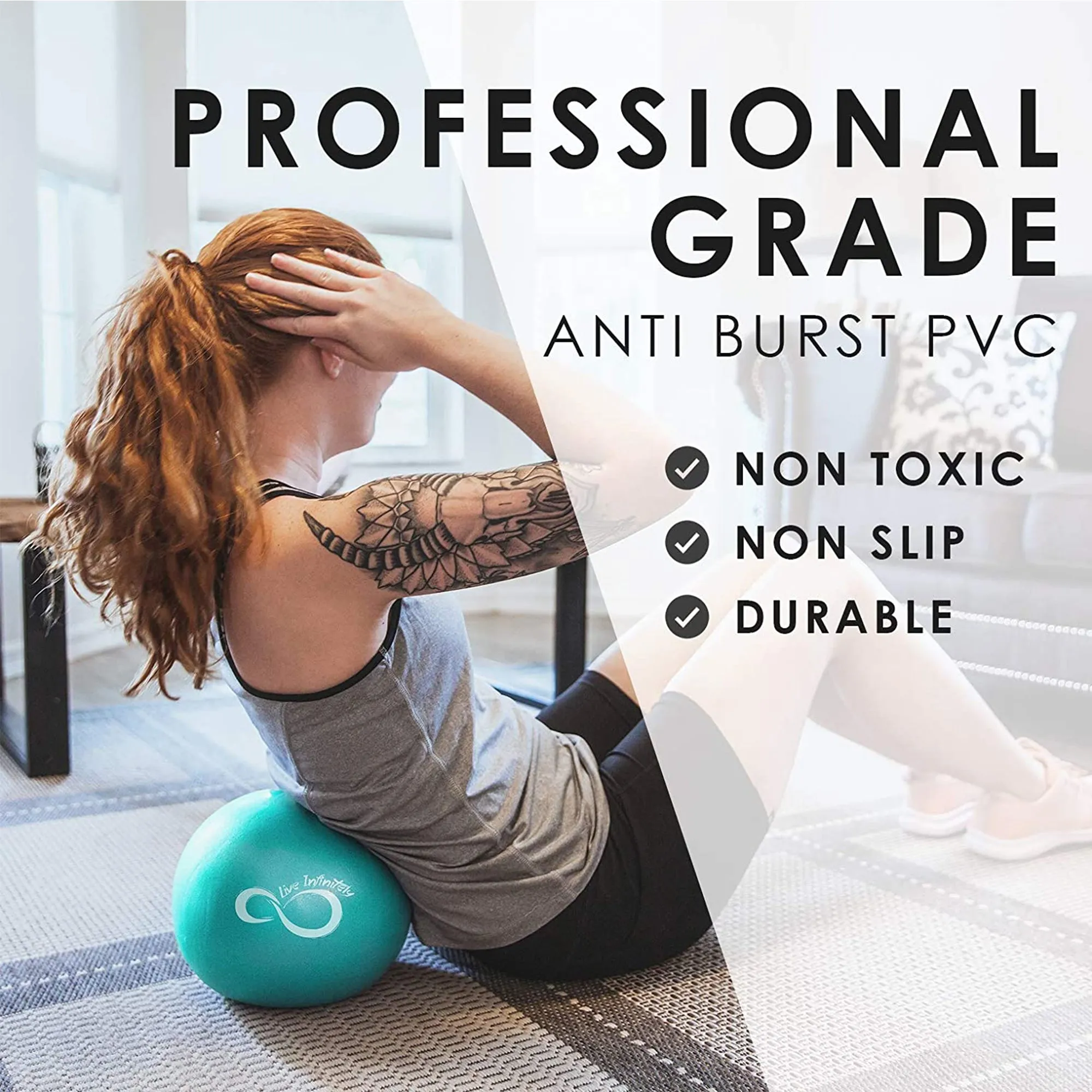 Exercise Ball Workout Equipment for Yoga and Pilates with Mesh Bag