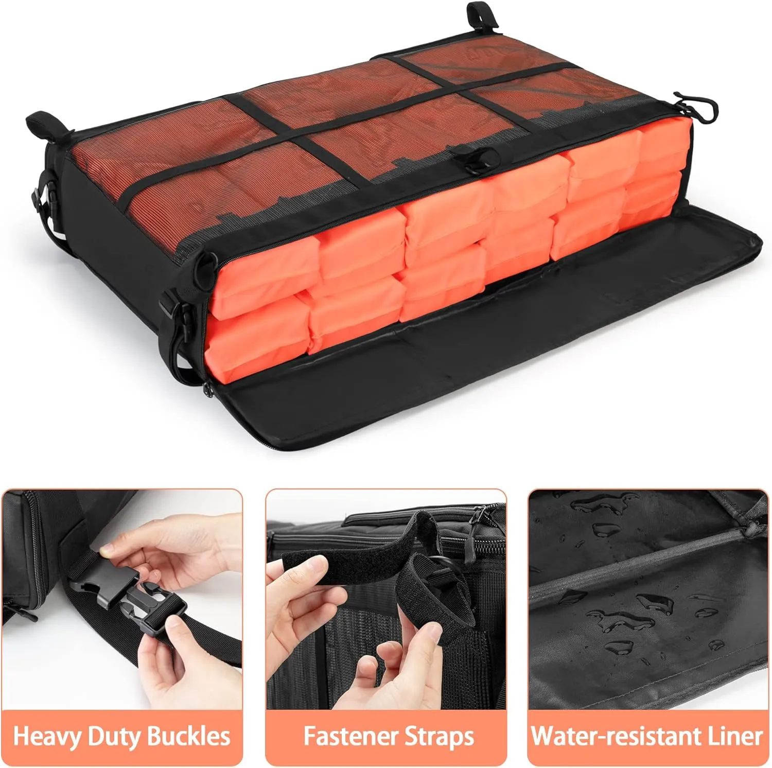 Fasrom T-top Storage Bag for Boat Life Jackets, Holds up to 4/6 Type II Life Jackets, Black (NOT INCLUDES LIFE JACKETS)