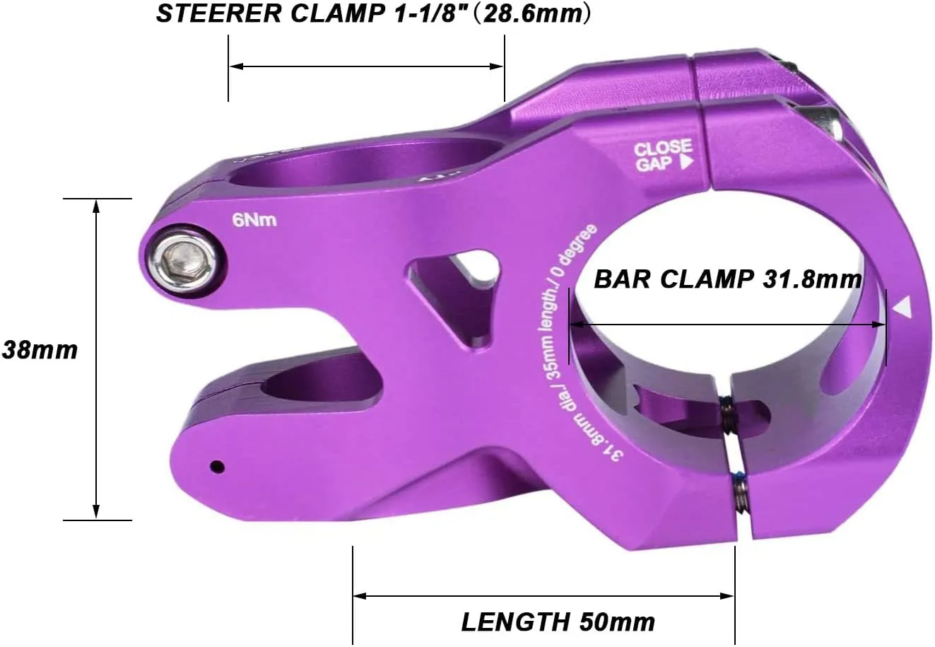 FIFTY-FIFTY Aluminum Alloy Mountain Bike Stem for 1-1/8 Steer Tube 31.8mm Handlebar, Short Handlebar Stem for All Mountain, MTB, Downhill, Freeride