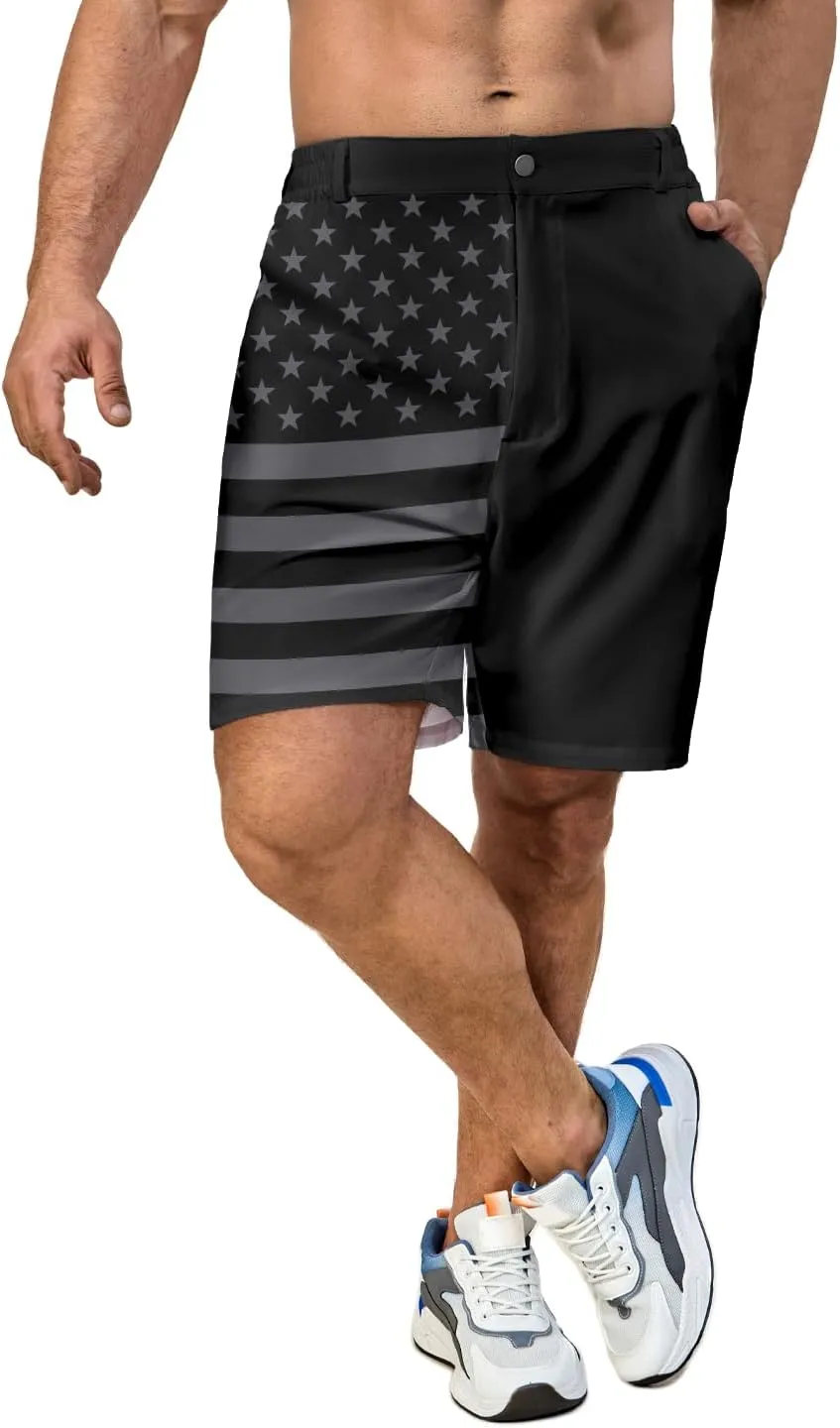 Flamingo Mens Golf Shorts 7 inch Inseam Golf Shorts for Men Shorts with Zipper Pockets Dress Shorts