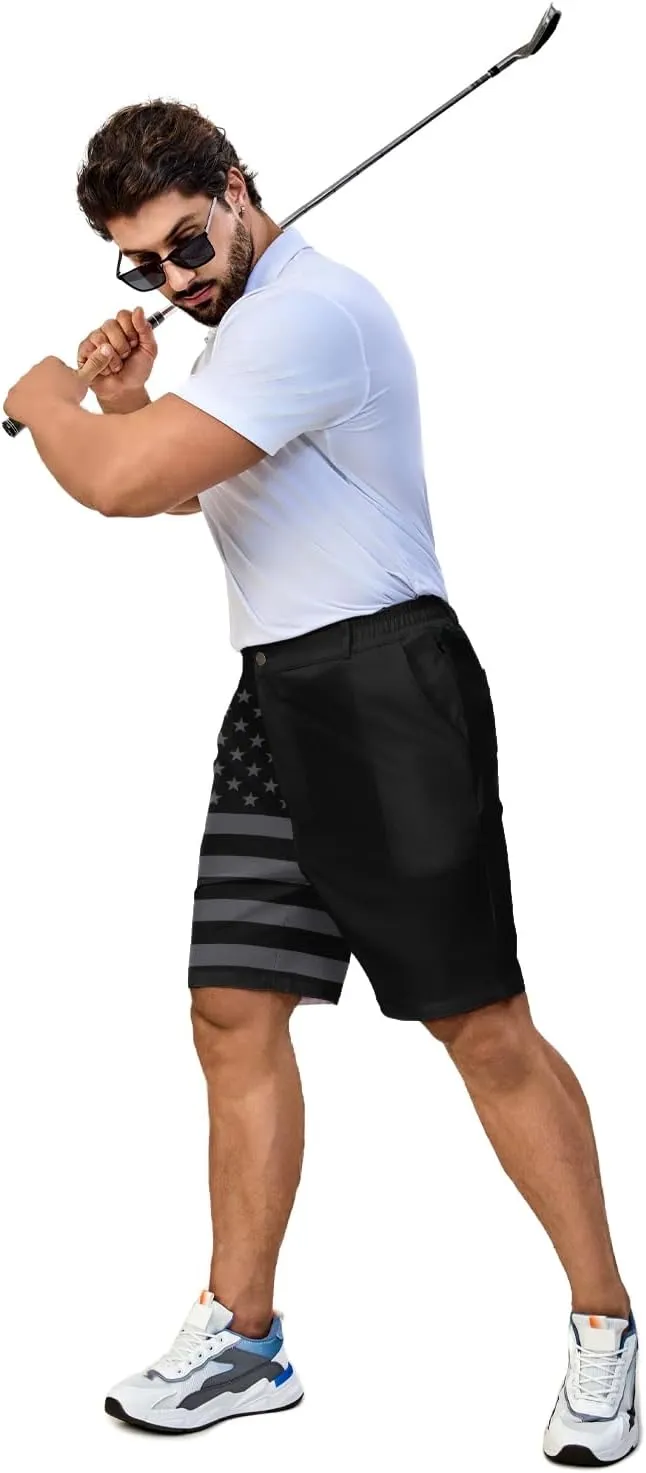 Flamingo Mens Golf Shorts 7 inch Inseam Golf Shorts for Men Shorts with Zipper Pockets Dress Shorts