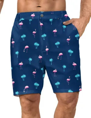 Flamingo Mens Golf Shorts 7 inch Inseam Golf Shorts for Men Shorts with Zipper Pockets Dress Shorts