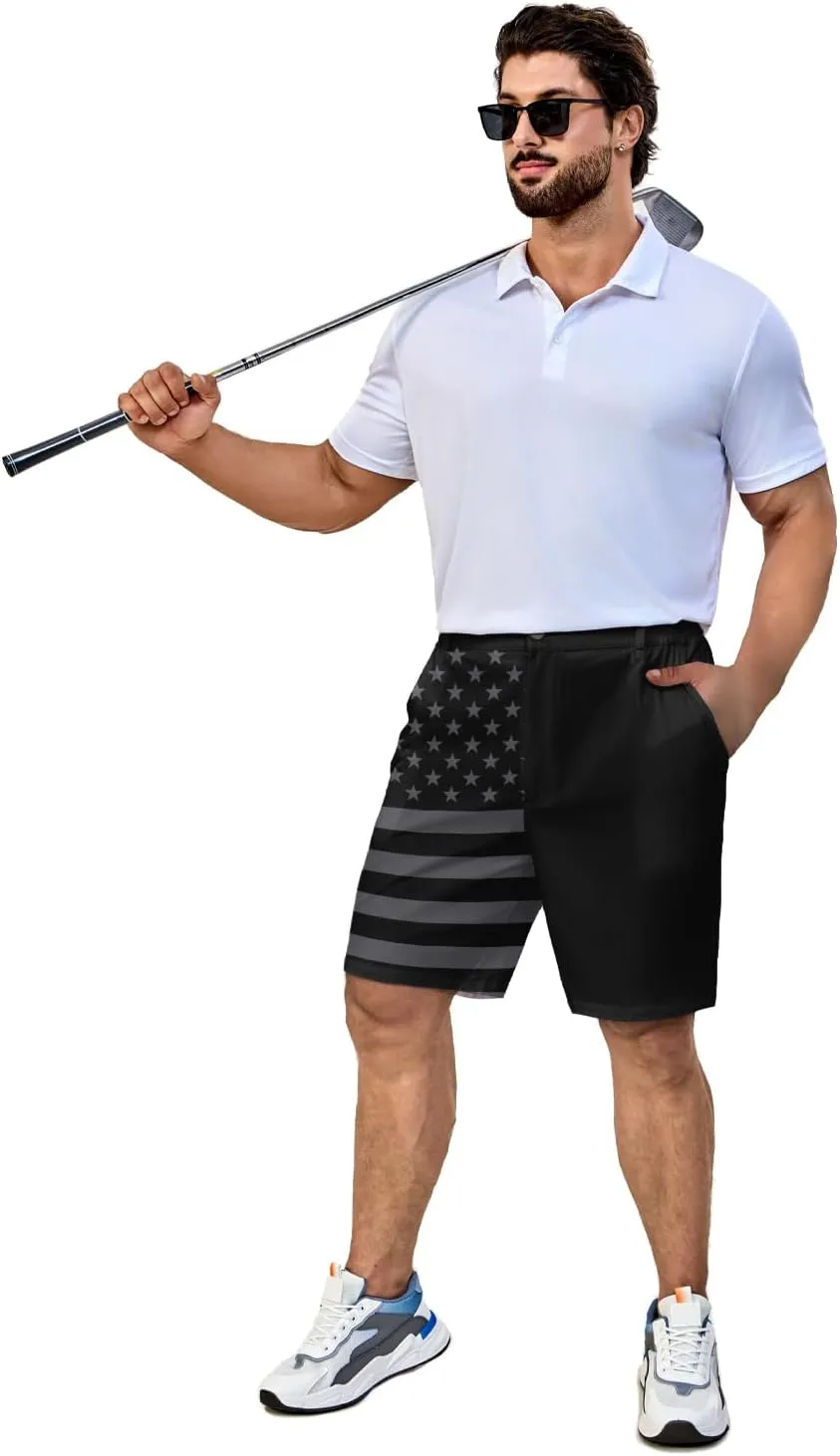 Flamingo Mens Golf Shorts 7 inch Inseam Golf Shorts for Men Shorts with Zipper Pockets Dress Shorts