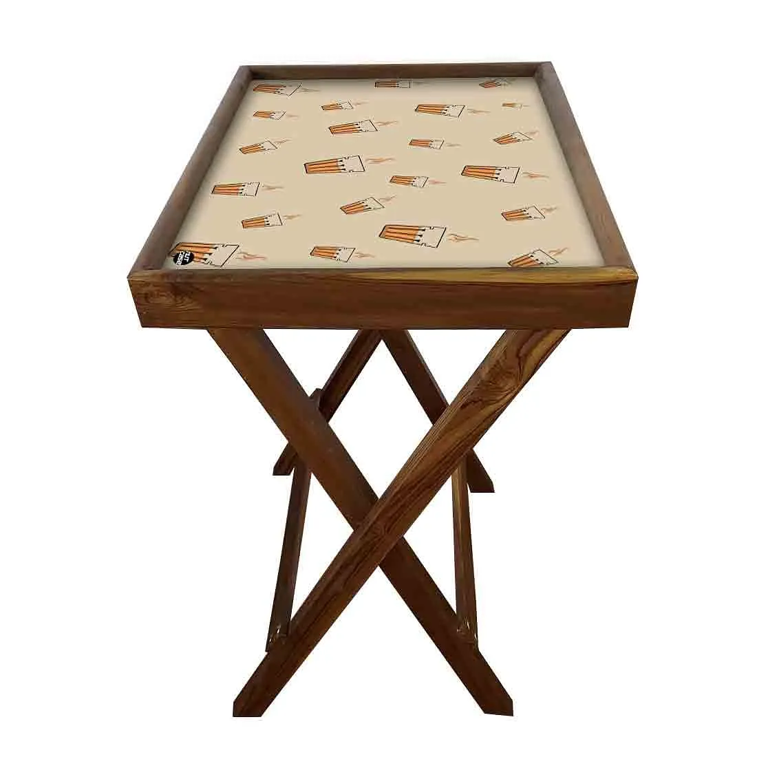 Foldable Side Table for TV Tray Tables Living Room - Tea