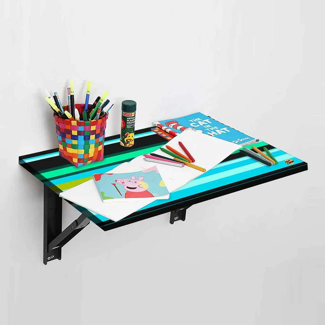 Foldable Study Table Wall Mounted - Neon Lines