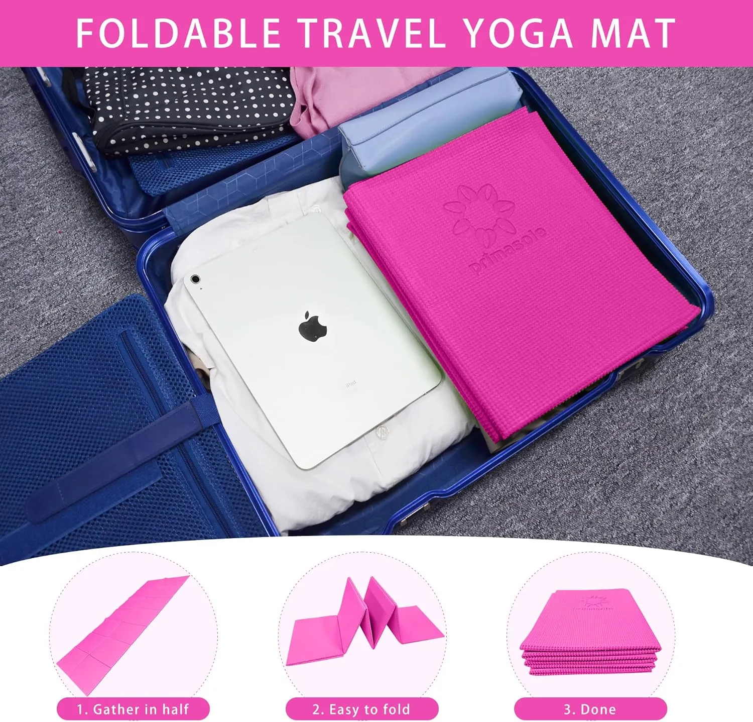Folding Yoga Travel Pilates Mat Foldable Easy to Carry to Class Beach Park Tear-resistant Travel Picnics 4mm Thick 9 Colors