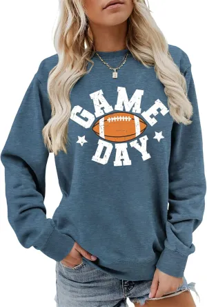 Game Day Sweatshirt Women Football Fan Shirt Letter Print Long Sleeve Casual Top Game Day Outfits For Women Game Day Sweatshirt Women Football Fan Shirt Letter Print Long Sleeve Casual Top Game Day Outfits For Women