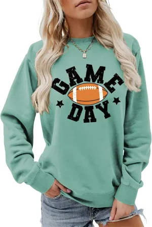 Game Day Sweatshirt Women Football Fan Shirt Letter Print Long Sleeve Casual Top Game Day Outfits For Women Game Day Sweatshirt Women Football Fan Shirt Letter Print Long Sleeve Casual Top Game Day Outfits For Women