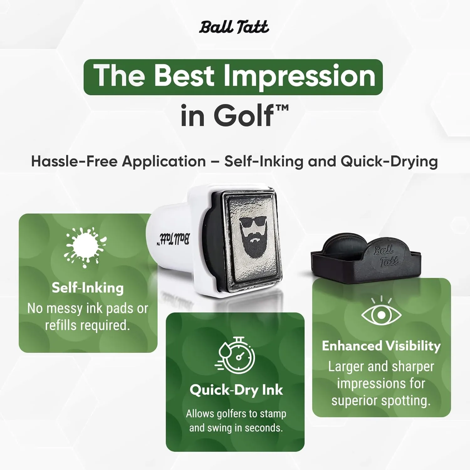 Golf Ball Stamp - Self-Inking Marker - Quick-Dry Permanent Marking Tool, No Leaks or Refills, Reusable & Waterproof Golfing Stamper - Ideal Gift for Golfers, Dads, (Bigfoot Edition).